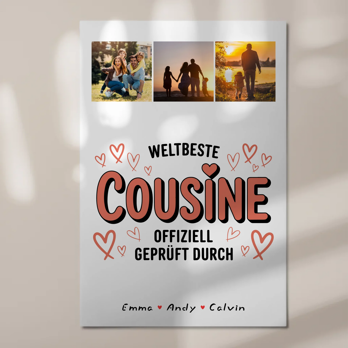 Personalisierte Fotoboard Poster Magnetisch für Cousine mit Weltbeste Cousine Fotocollage Offiziell Geprüft Durch