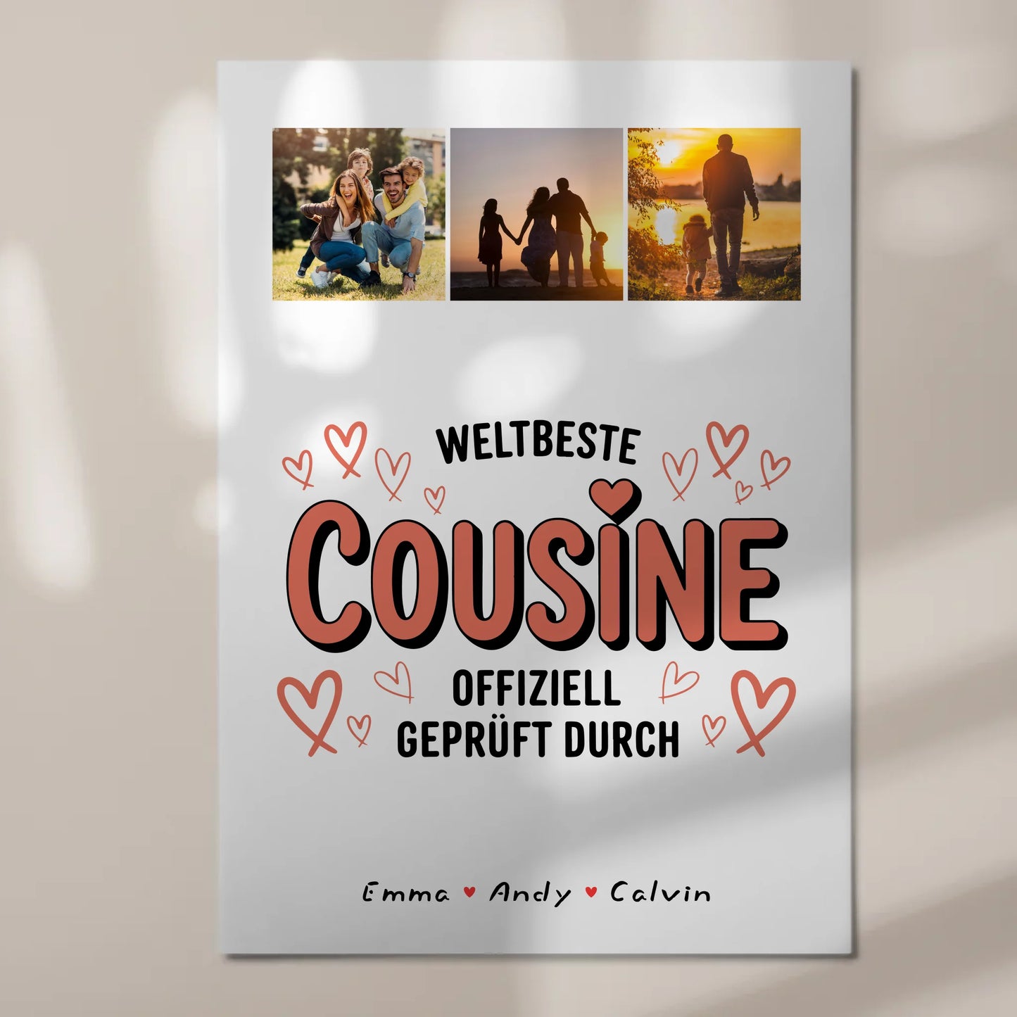 Personalisierte Fotoboard Poster Magnetisch für Cousine mit Weltbeste Cousine Fotocollage Offiziell Geprüft Durch