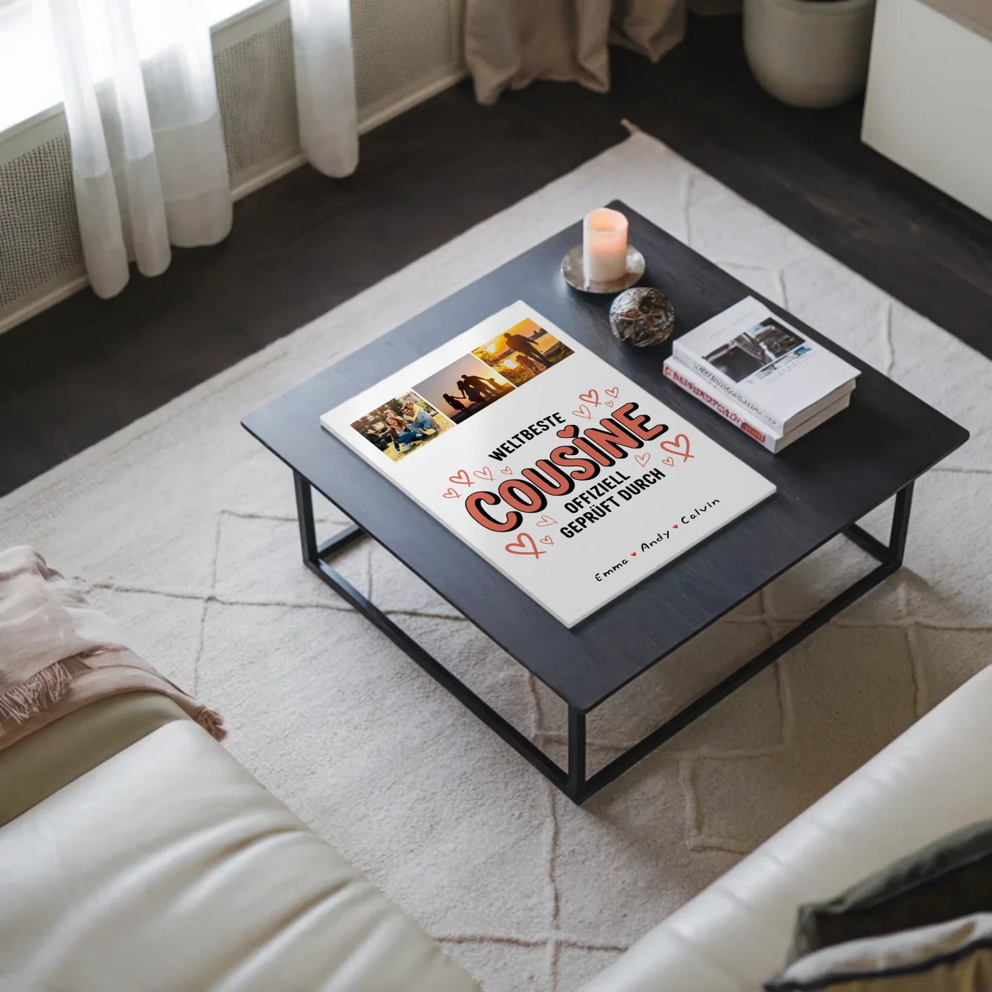 Personalisierte Fotoboard Poster Magnetisch für Cousine mit Weltbeste Cousine Fotocollage Offiziell Geprüft Durch