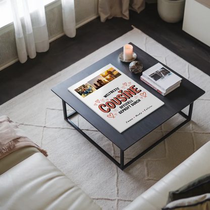 Personalisierte Fotoboard Poster Magnetisch für Cousine mit Weltbeste Cousine Fotocollage Offiziell Geprüft Durch