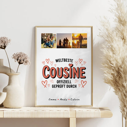 Personalisierbares Poster Cousine Fotocollage Weltbeste Cousine Offiziell Geprüft Durch Geschenk