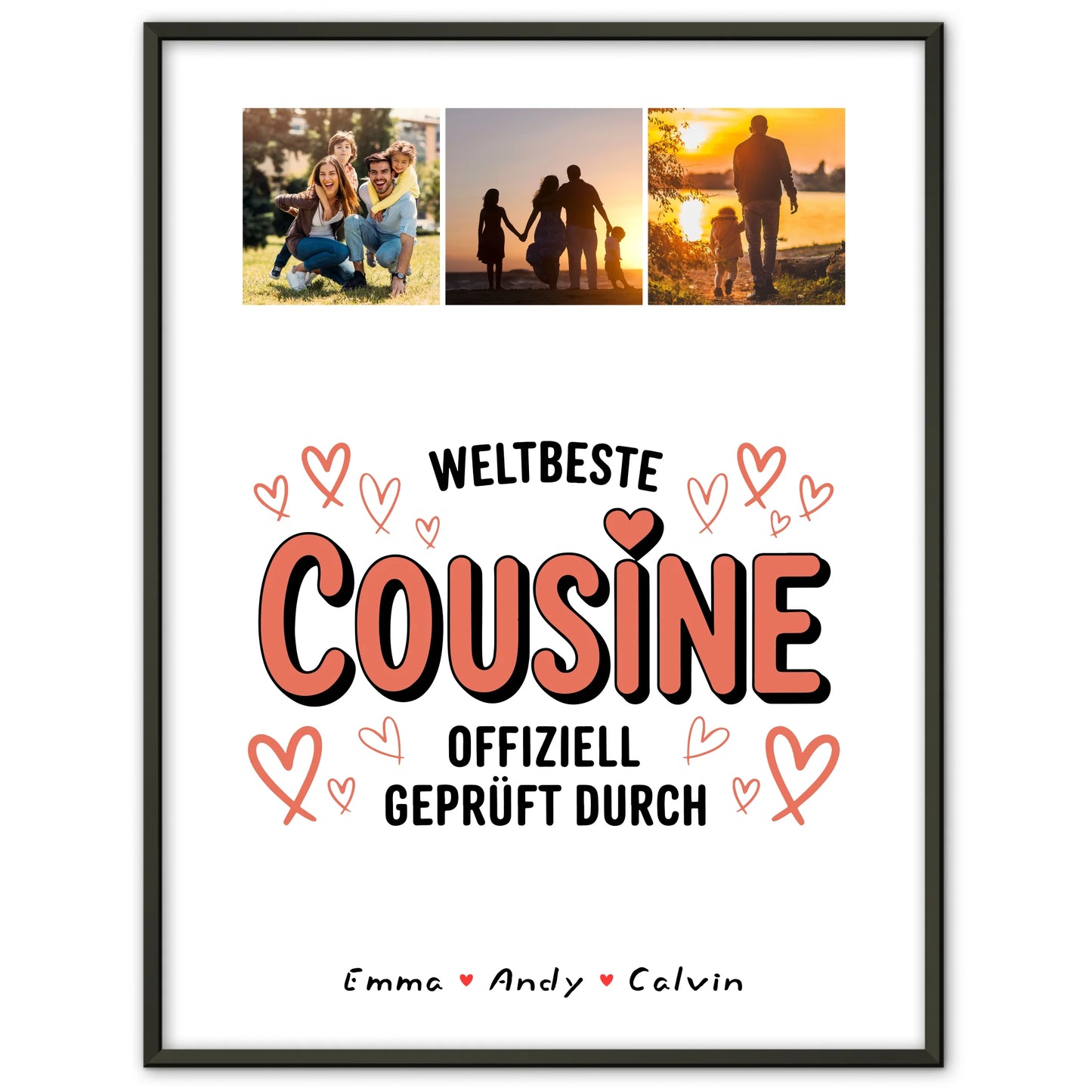 Personalisierbares Poster Cousine Fotocollage Weltbeste Cousine Offiziell Geprüft Durch Geschenk