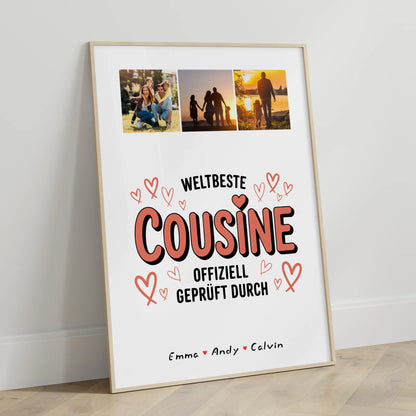 Personalisierbares Poster Cousine Fotocollage Weltbeste Cousine Offiziell Geprüft Durch Geschenk