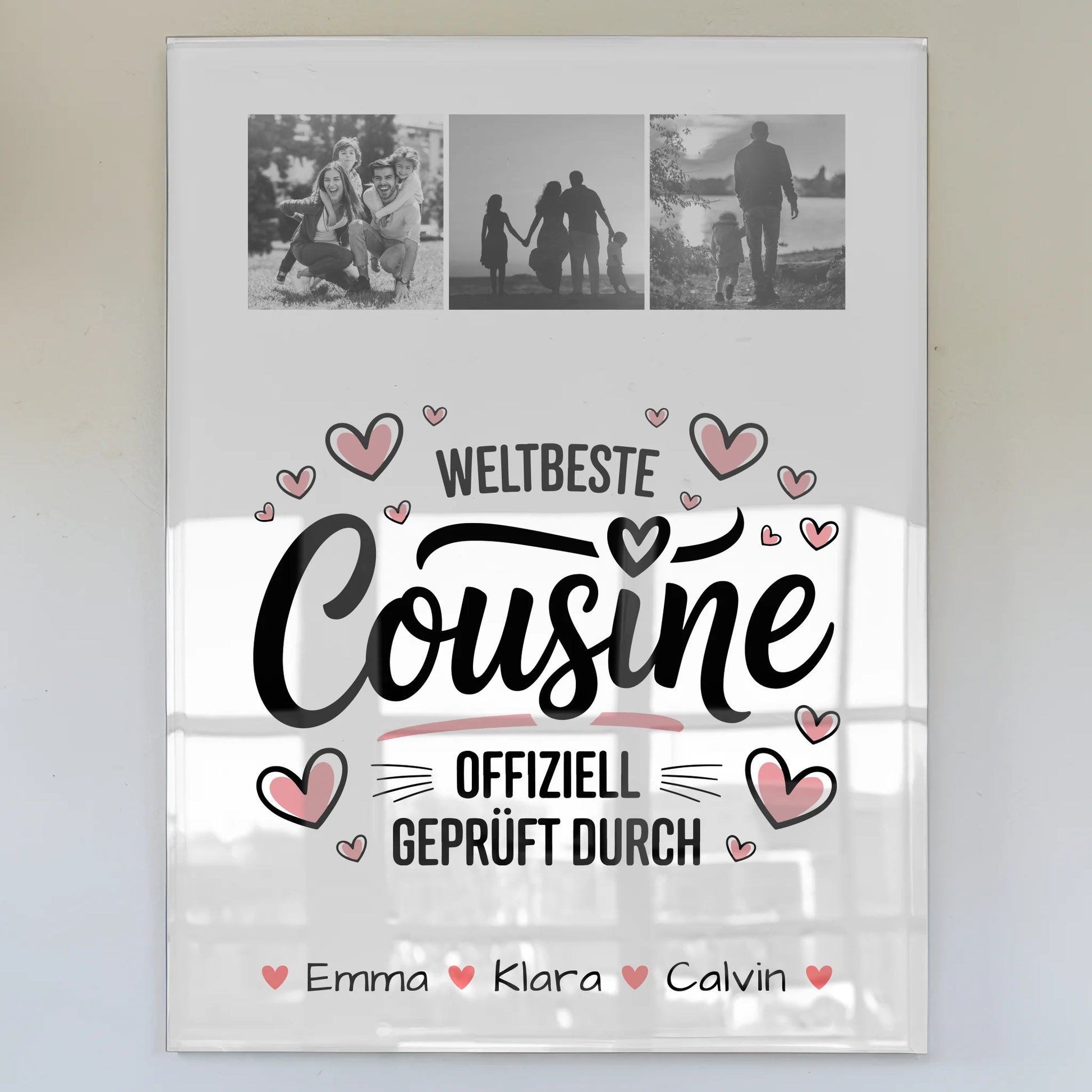 Personalisierte Geschenke mit Foto Acrylglas Geschenk Fotocollage für die Weltbeste Cousine Offiziell Geprüft Durch 1
