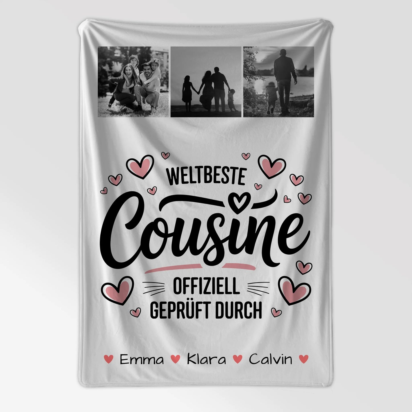 Kuscheldecke Mit Namen Geschenk Fotocollage Cousine Weltbeste Cousine Offiziell Geprüft Durch 7