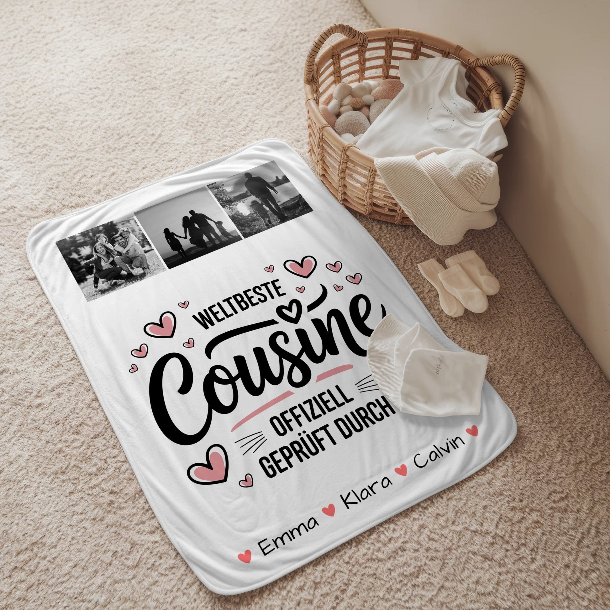 Kuscheldecke Mit Namen Geschenk Fotocollage Cousine Weltbeste Cousine Offiziell Geprüft Durch 2