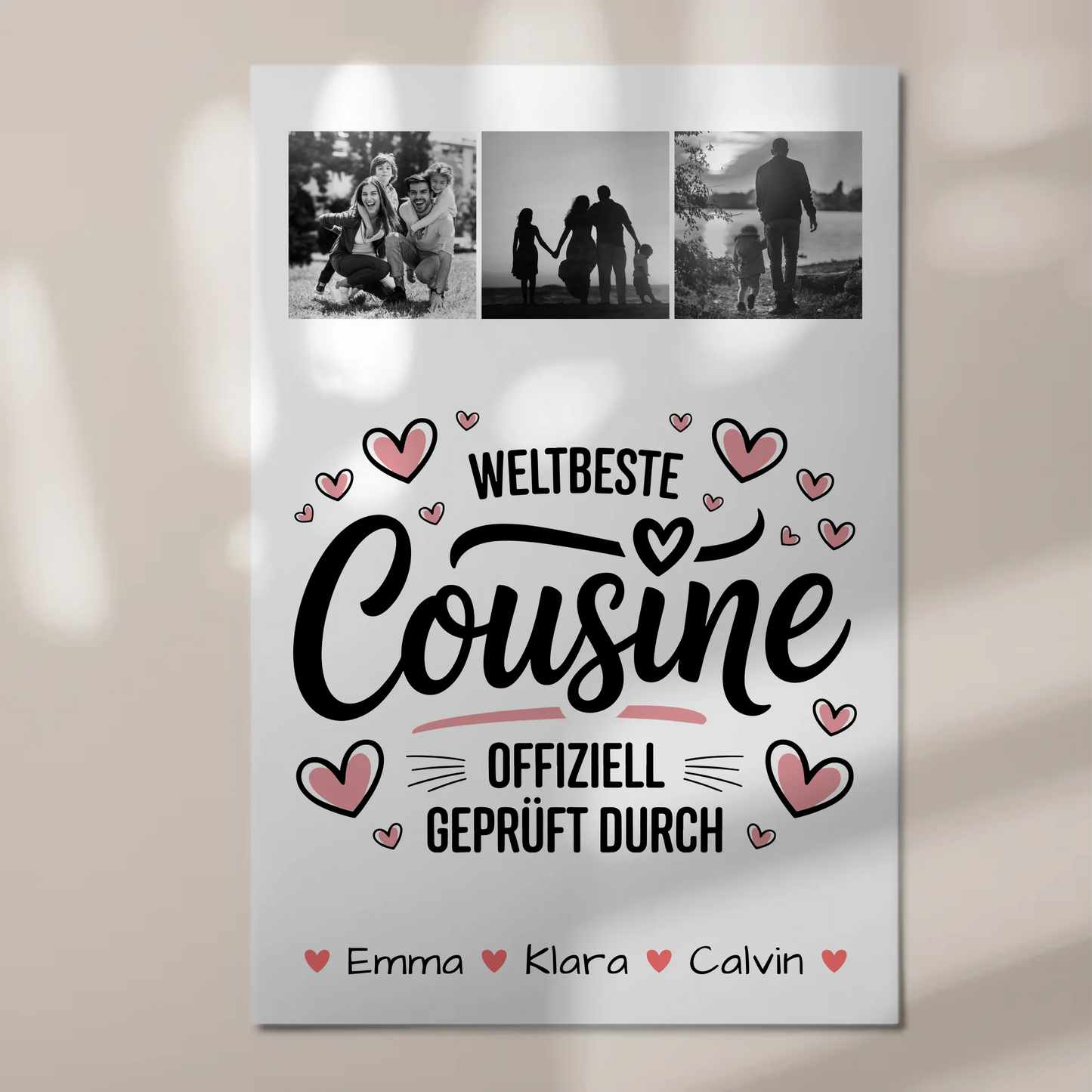 Magnetposter Fotoboard Geschenk Fotocollage Cousine Weltbeste Cousine Offiziell Geprüft Durch 1