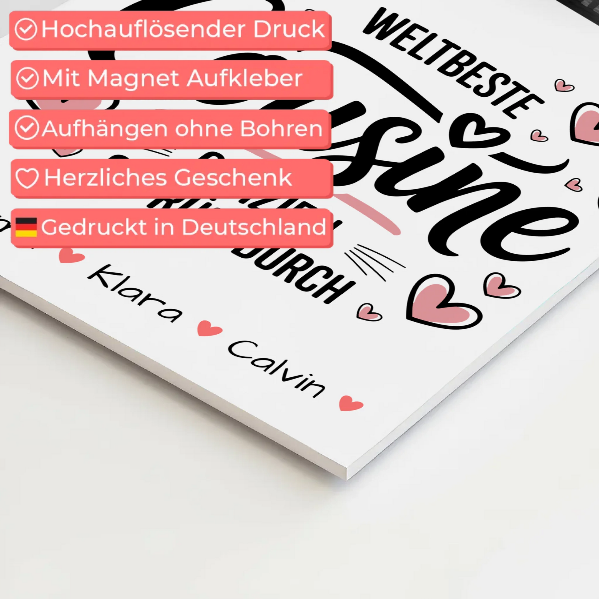 Magnetposter Fotoboard Geschenk Fotocollage Cousine Weltbeste Cousine Offiziell Geprüft Durch 4