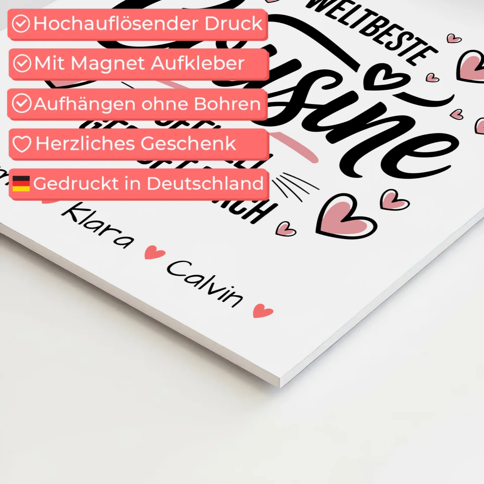 Magnetposter Fotoboard Geschenk Fotocollage Cousine Weltbeste Cousine Offiziell Geprüft Durch 10