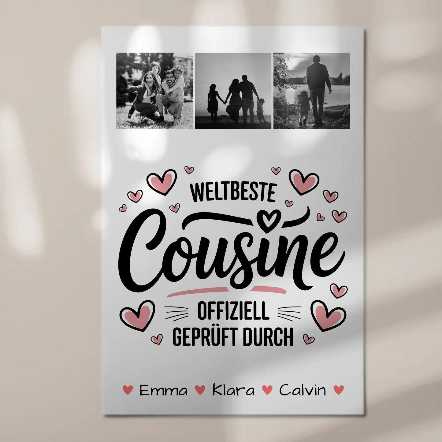 Magnetposter Fotoboard Geschenk Fotocollage Cousine Weltbeste Cousine Offiziell Geprüft Durch