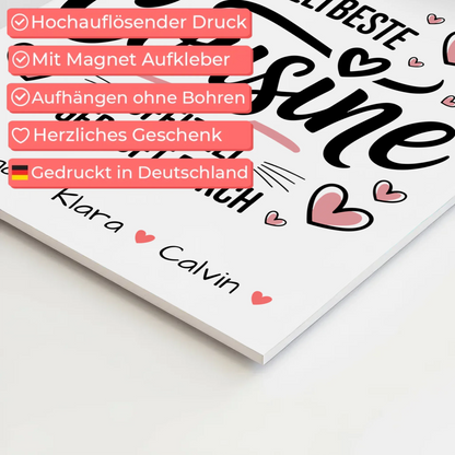 Magnetposter Fotoboard Geschenk Fotocollage Cousine Weltbeste Cousine Offiziell Geprüft Durch