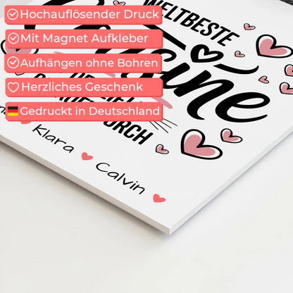 Magnetposter Fotoboard Geschenk Fotocollage Cousine Weltbeste Cousine Offiziell Geprüft Durch