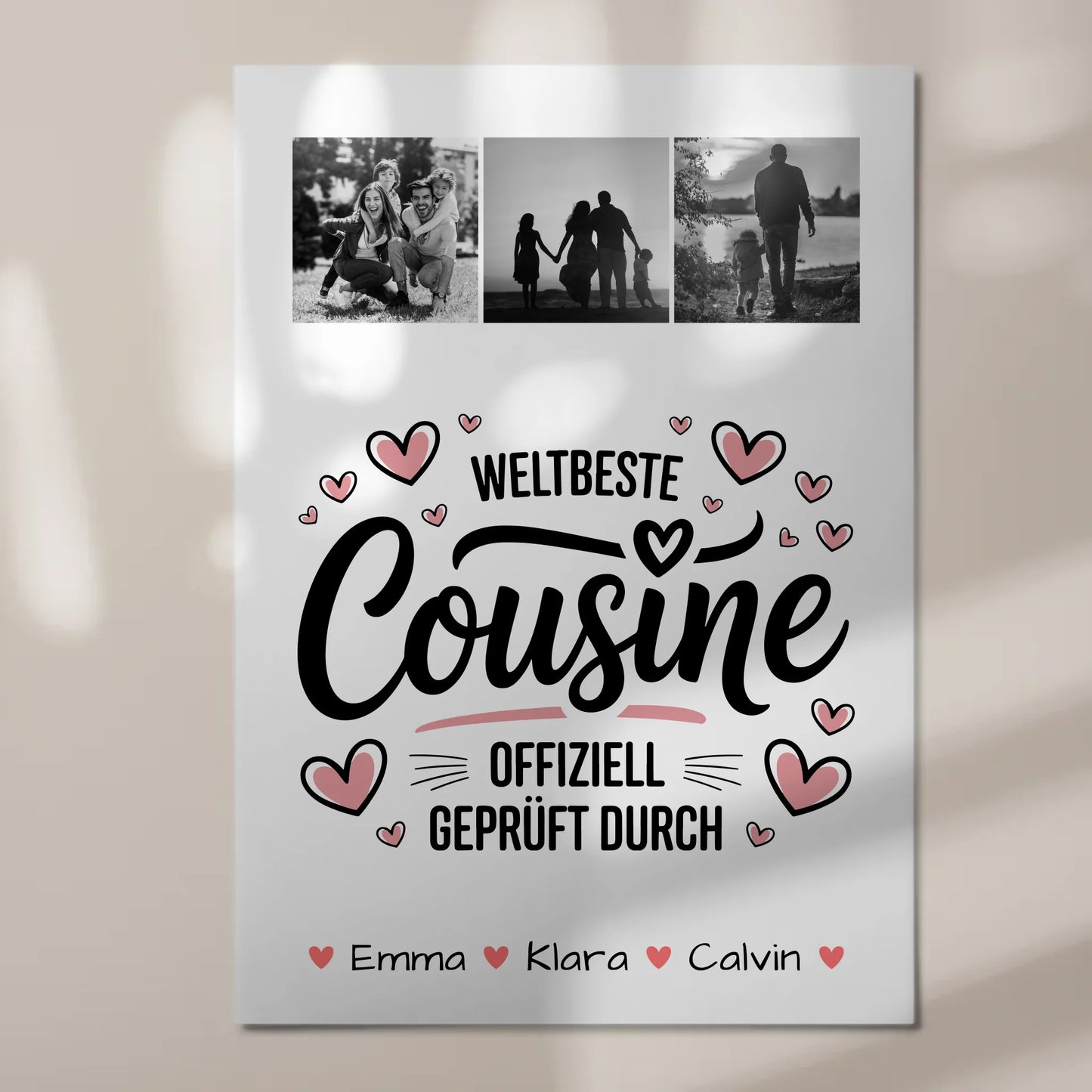 Magnetposter Fotoboard Geschenk Fotocollage Cousine Weltbeste Cousine Offiziell Geprüft Durch