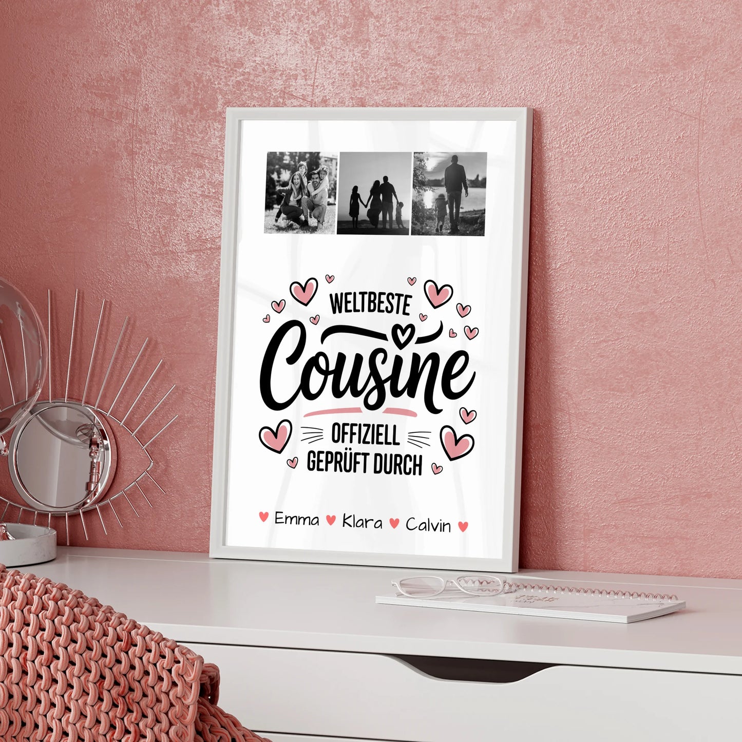 Karten Poster Personalisiert Geschenk Fotocollage Cousine Weltbeste Cousine Offiziell Geprüft Durch