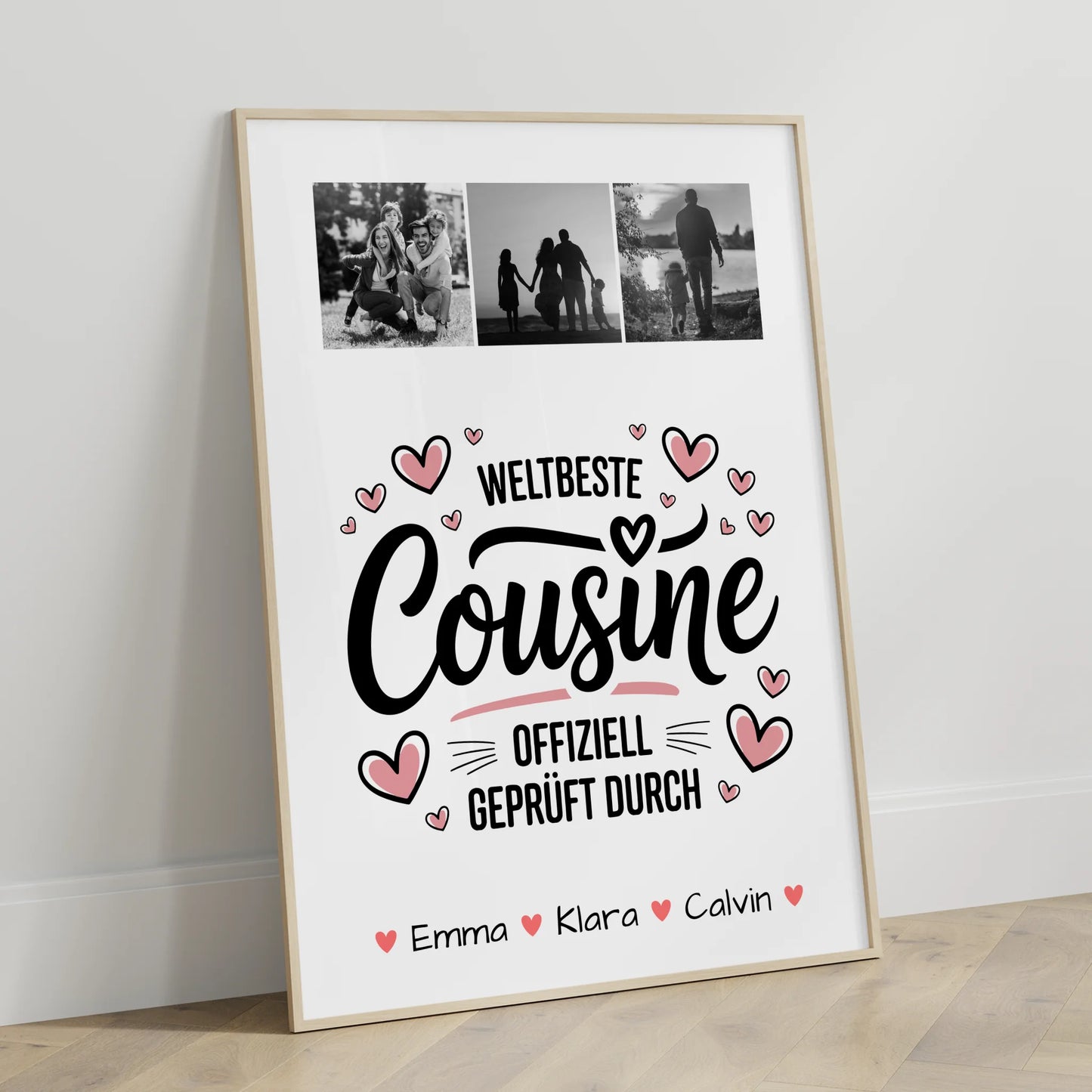 Karten Poster Personalisiert Geschenk Fotocollage Cousine Weltbeste Cousine Offiziell Geprüft Durch