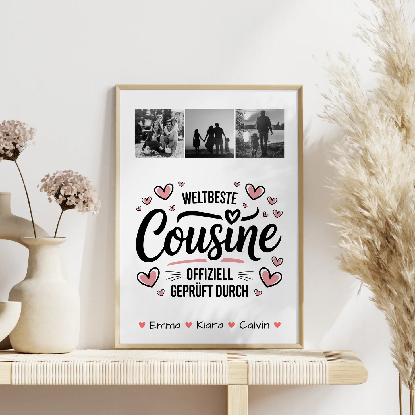 Karten Poster Personalisiert Geschenk Fotocollage Cousine Weltbeste Cousine Offiziell Geprüft Durch