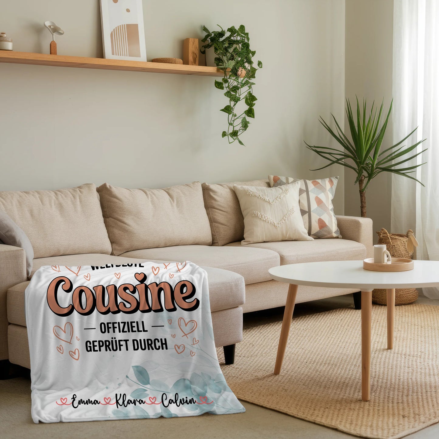 Personalisierte Namensdecke mit Fotocollage für die Weltbeste Cousine Offiziell Geprüft Durch 4
