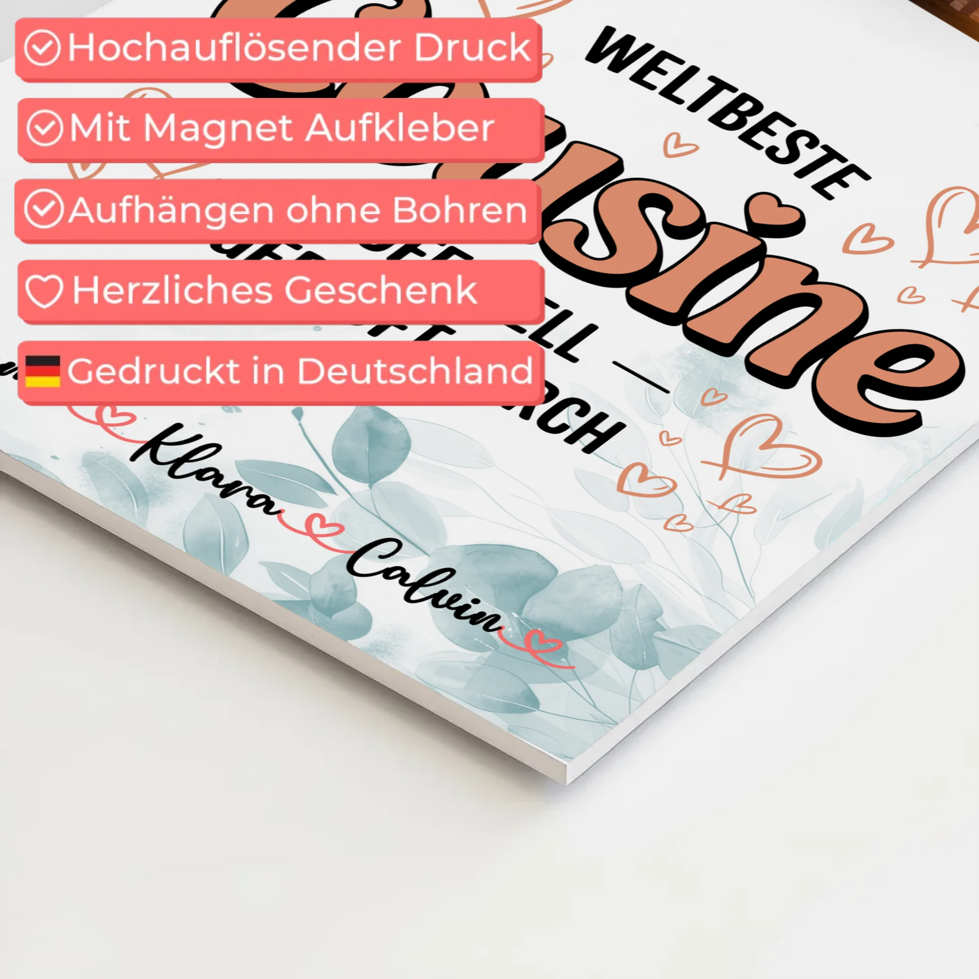 Magnetposter Fotoboard Fotocollage Cousine Weltbeste Cousine Offiziell Geprüft Durch 4