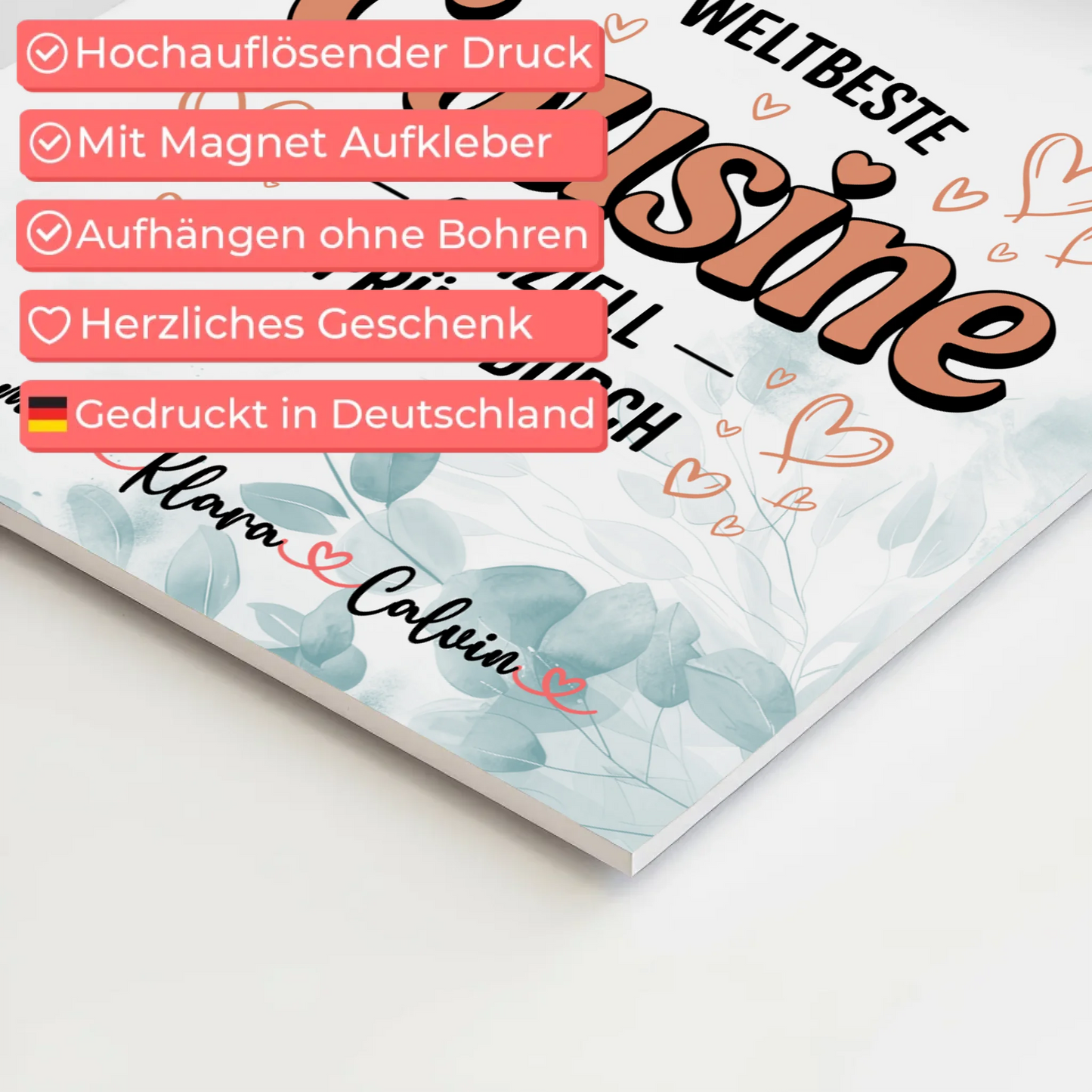 Magnetposter Fotoboard Fotocollage Cousine Weltbeste Cousine Offiziell Geprüft Durch 10