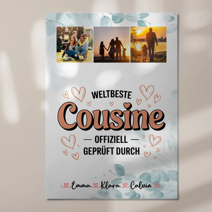 Magnetposter Fotoboard Fotocollage Cousine Weltbeste Cousine Offiziell Geprüft Durch 7
