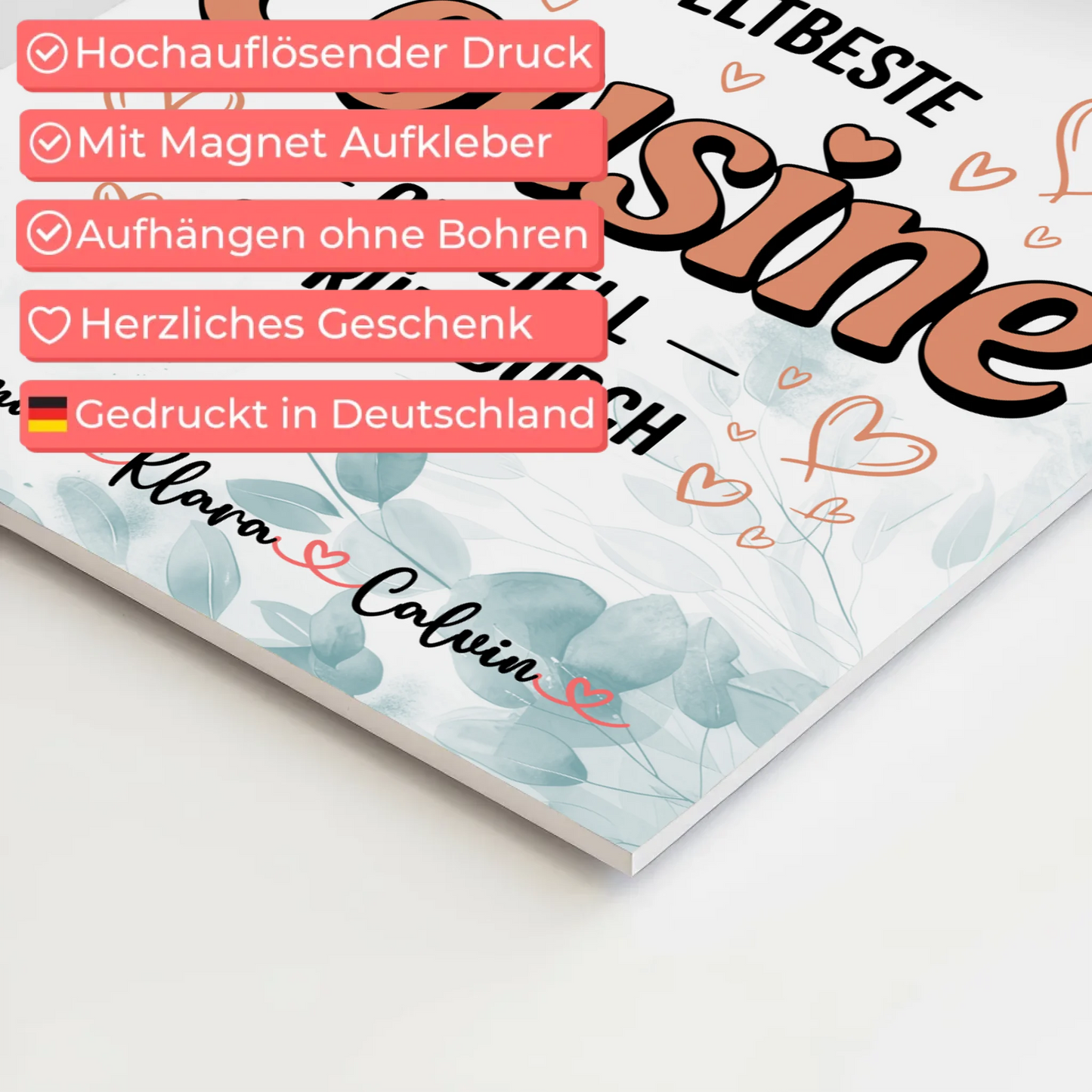 Magnetposter Fotoboard Fotocollage Cousine Weltbeste Cousine Offiziell Geprüft Durch