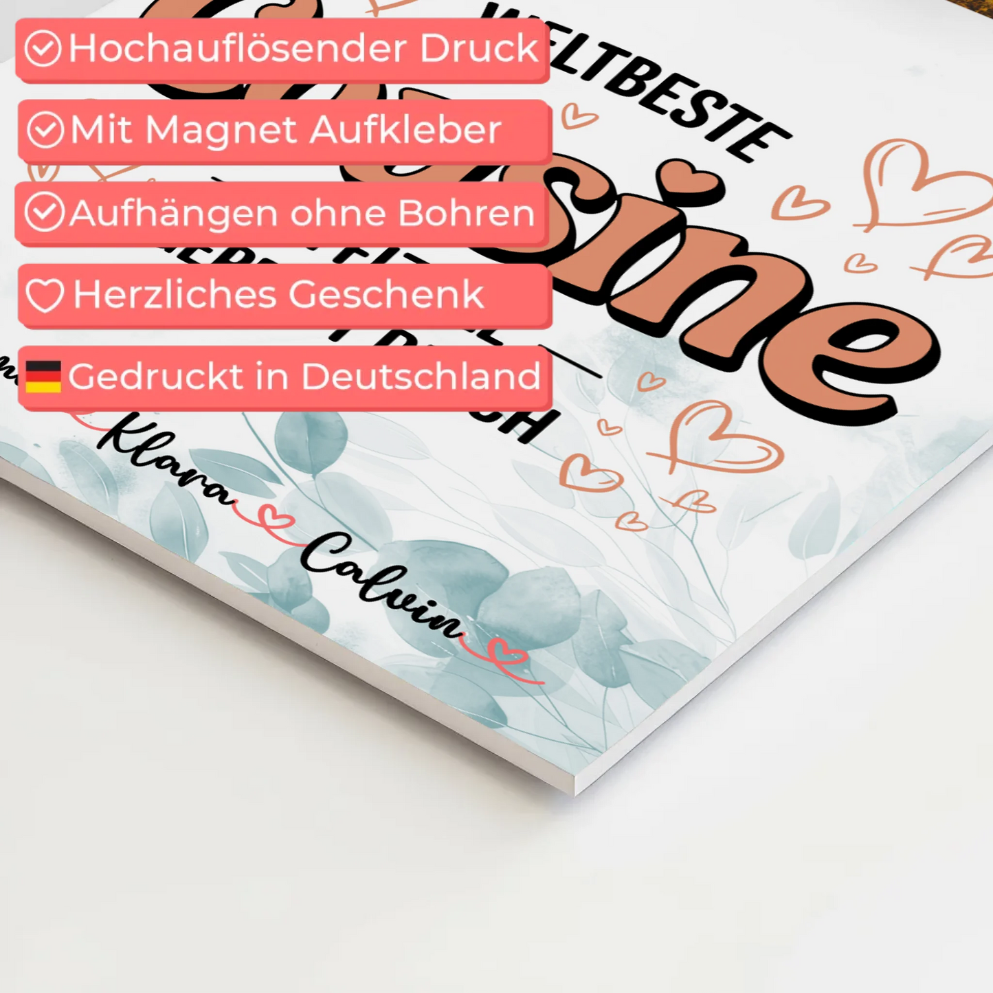 Magnetposter Fotoboard Fotocollage Cousine Weltbeste Cousine Offiziell Geprüft Durch