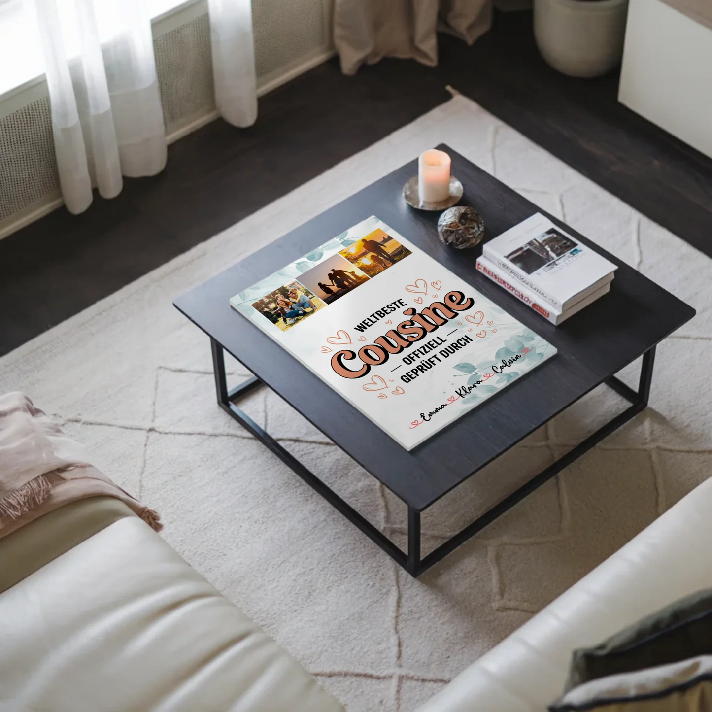 Magnetposter Fotoboard Fotocollage Cousine Weltbeste Cousine Offiziell Geprüft Durch