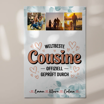 Magnetposter Fotoboard Fotocollage Cousine Weltbeste Cousine Offiziell Geprüft Durch