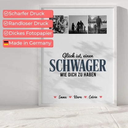 Personalisiertes Poster Datum Fotocollage für Schwager Glück Ist eine Schwager Wie Dich Zu Haben