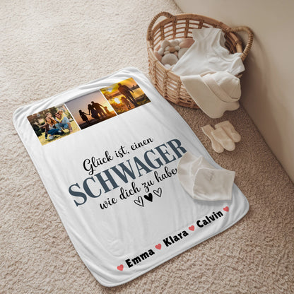 Personalisierte Namensdecke mit Schwager Fotocollage Glück Ist eine Schwager Wie Dich Zu Haben Geschenk 2