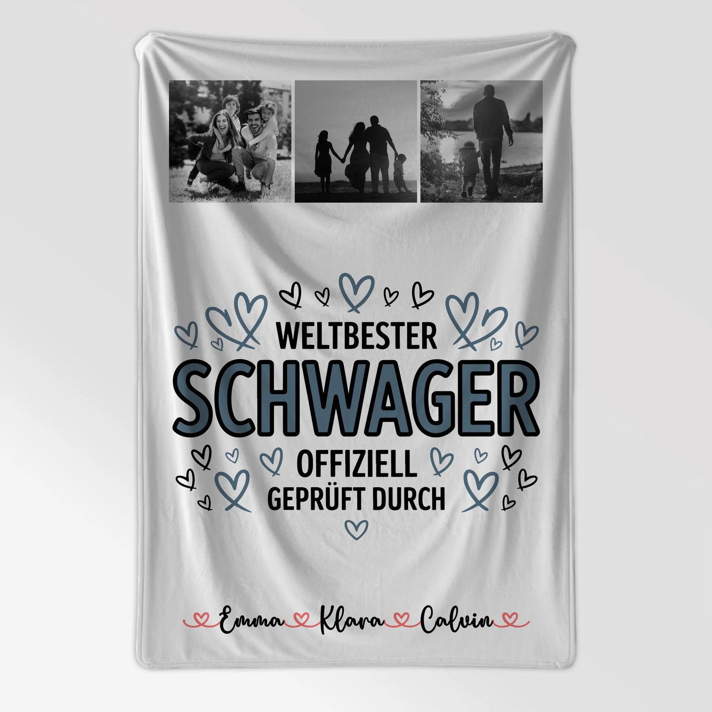 Personalisierte Namensdecke Geschenk Fotocollage Schwager Weltbester Schwager Offiziell Geprüft Durch 7