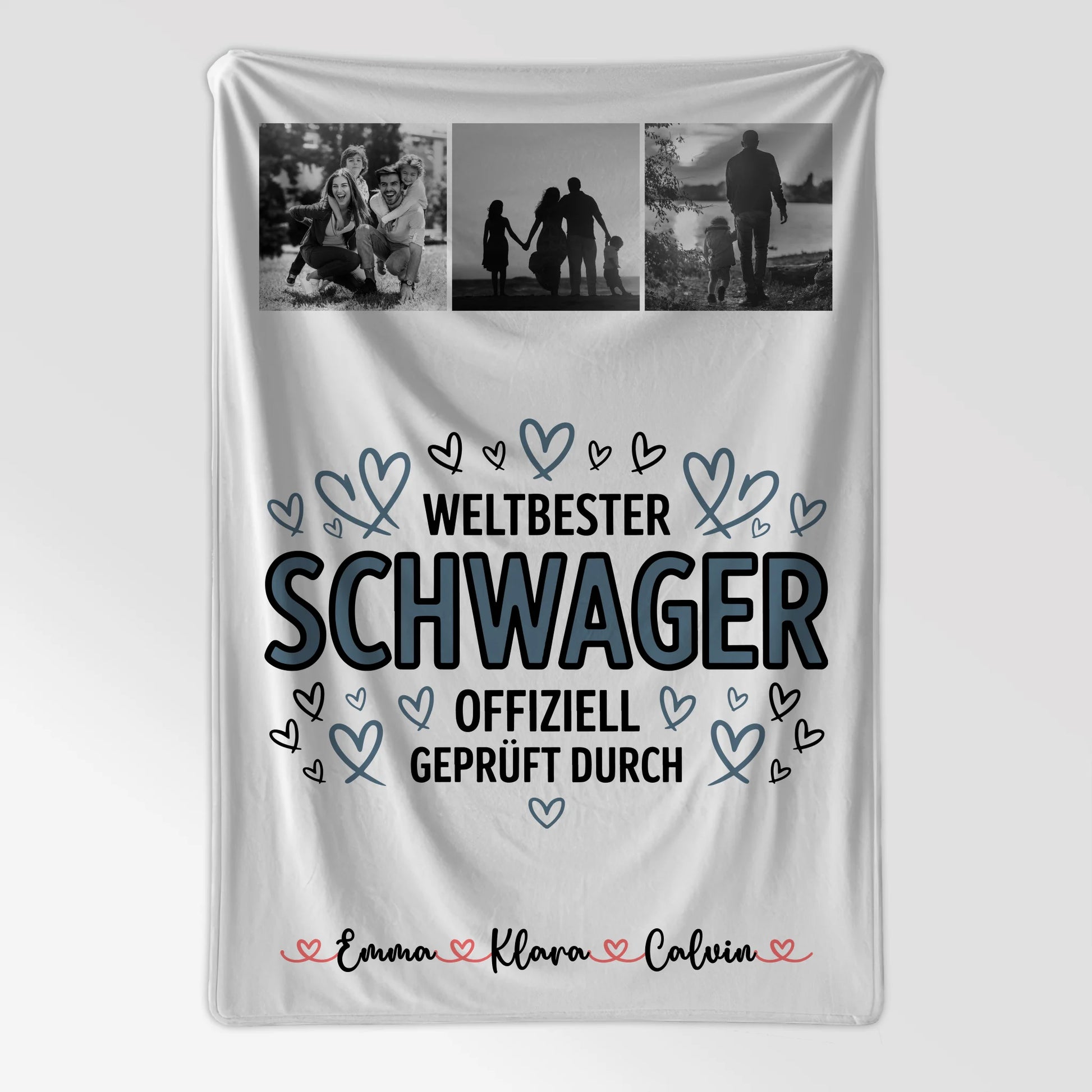 Personalisierte Namensdecke Geschenk Fotocollage Schwager Weltbester Schwager Offiziell Geprüft Durch 7