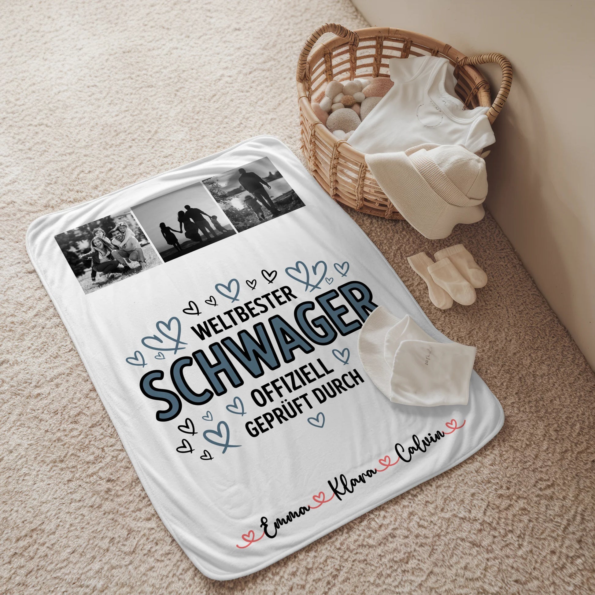 Personalisierte Namensdecke Geschenk Fotocollage Schwager Weltbester Schwager Offiziell Geprüft Durch 2