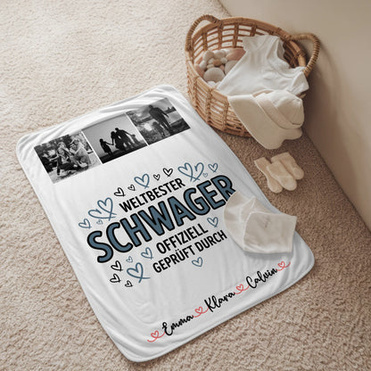Personalisierte Namensdecke Geschenk Fotocollage Schwager Weltbester Schwager Offiziell Geprüft Durch 2