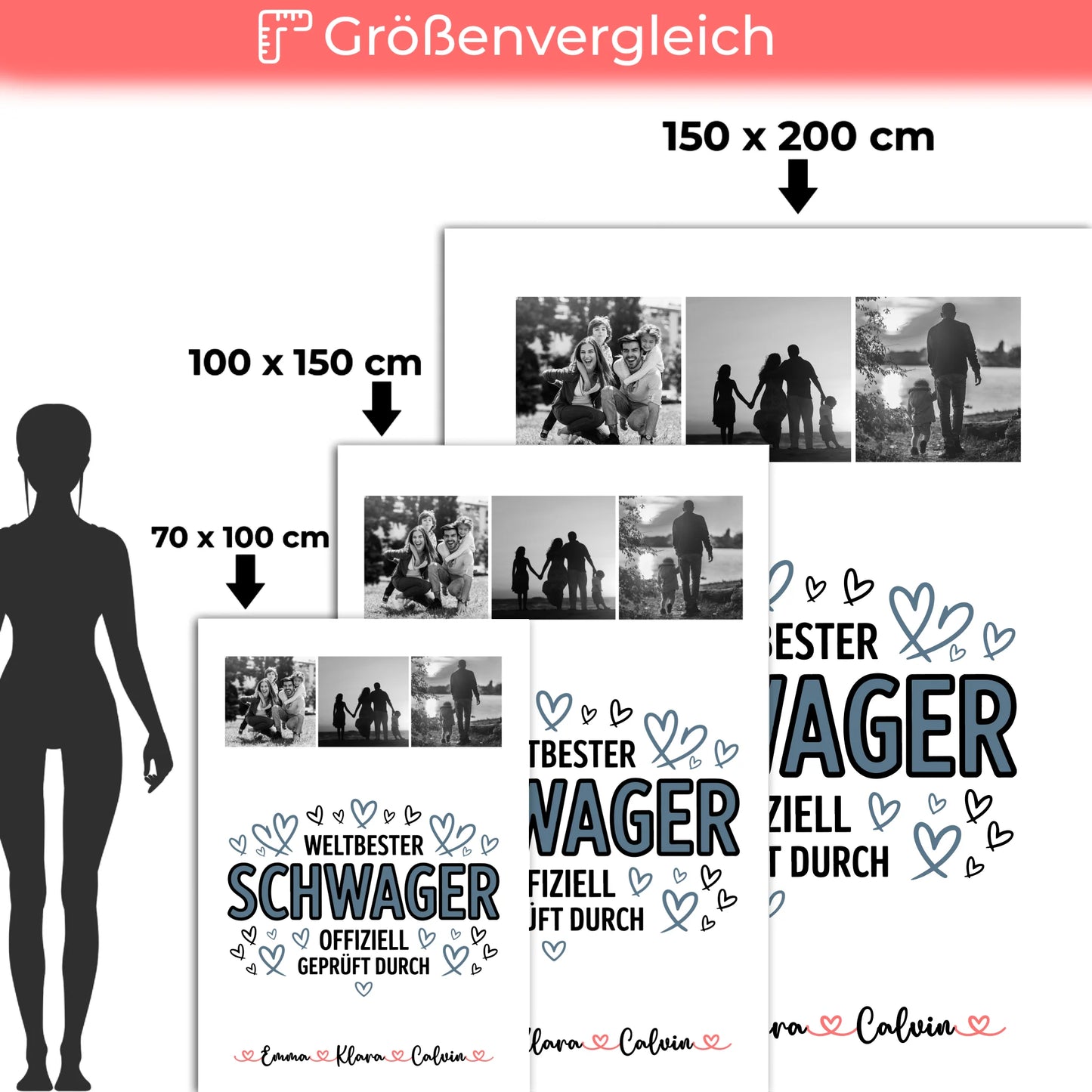 Personalisierte Namensdecke Geschenk Fotocollage Schwager Weltbester Schwager Offiziell Geprüft Durch 5