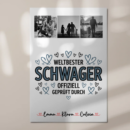 Fotoboard Magnet Wandbild Geschenk Fotocollage Schwager Weltbester Schwager Offiziell Geprüft Durch 1
