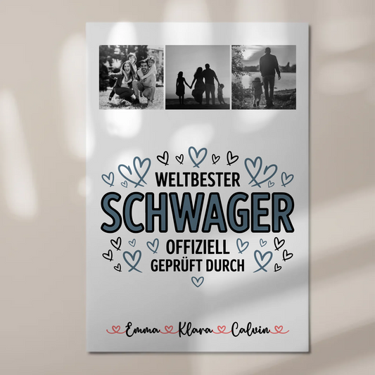 Fotoboard Magnet Wandbild Geschenk Fotocollage Schwager Weltbester Schwager Offiziell Geprüft Durch 1