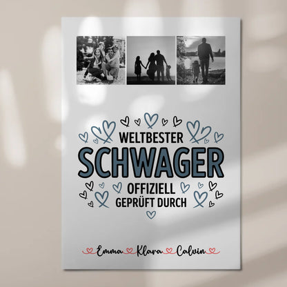 Fotoboard Magnet Wandbild Geschenk Fotocollage Schwager Weltbester Schwager Offiziell Geprüft Durch 7