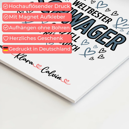 Fotoboard Magnet Wandbild Geschenk Fotocollage Schwager Weltbester Schwager Offiziell Geprüft Durch 10