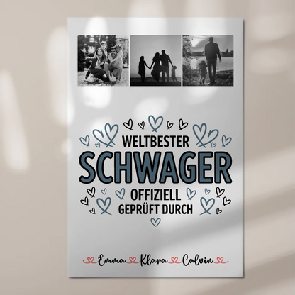 Fotoboard Magnet Wandbild Geschenk Fotocollage Schwager Weltbester Schwager Offiziell Geprüft Durch