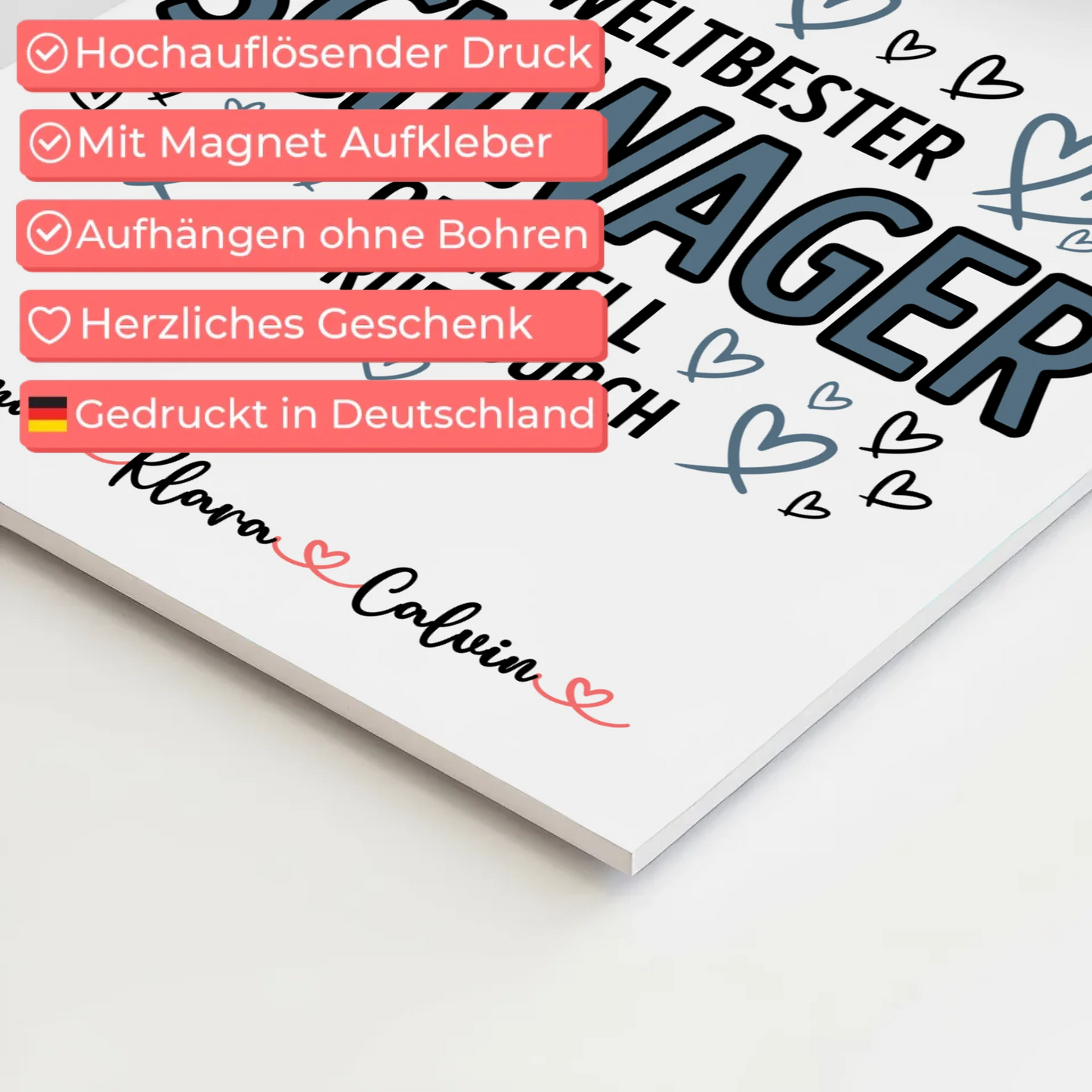 Fotoboard Magnet Wandbild Geschenk Fotocollage Schwager Weltbester Schwager Offiziell Geprüft Durch