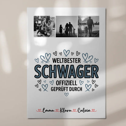 Fotoboard Magnet Wandbild Geschenk Fotocollage Schwager Weltbester Schwager Offiziell Geprüft Durch