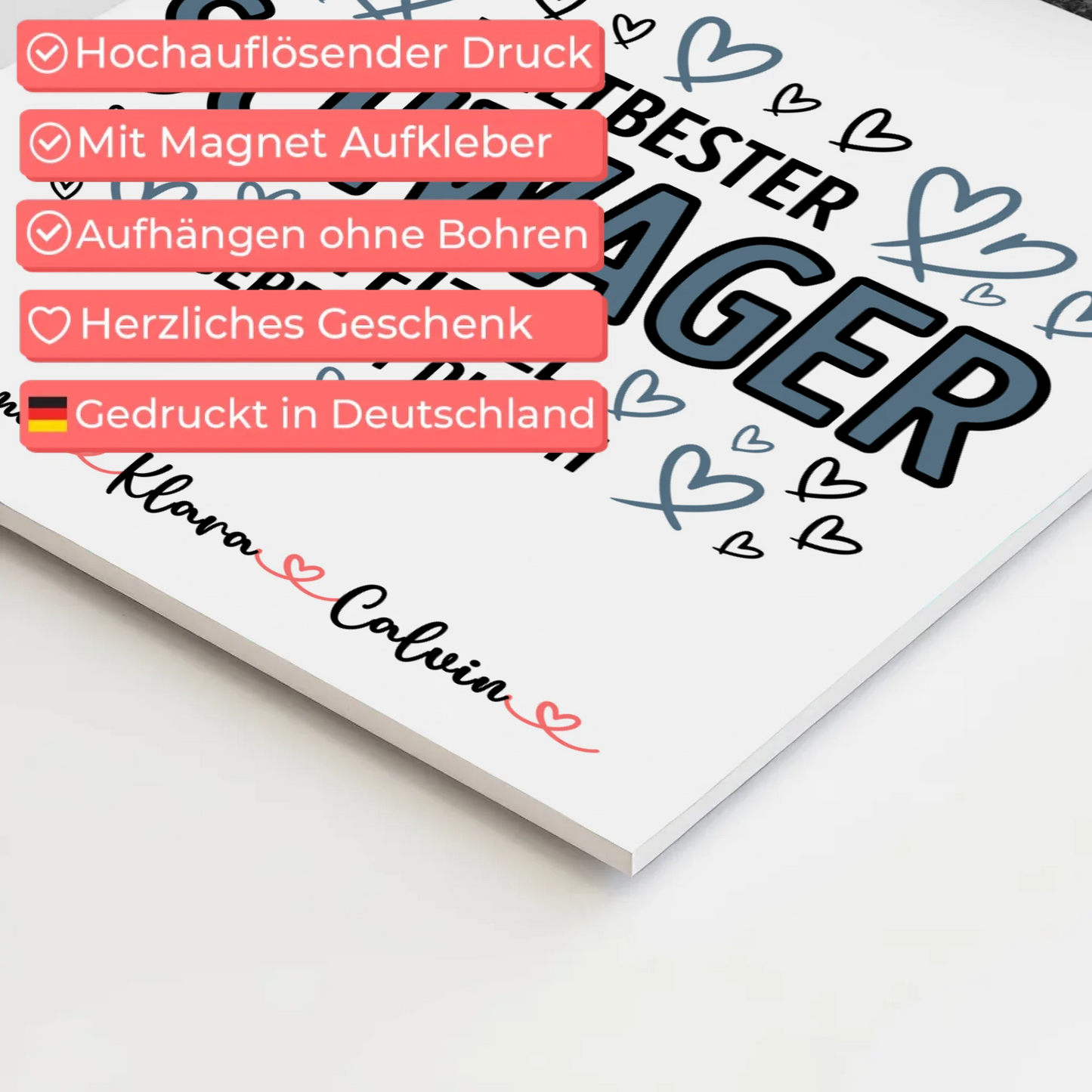 Fotoboard Magnet Wandbild Geschenk Fotocollage Schwager Weltbester Schwager Offiziell Geprüft Durch