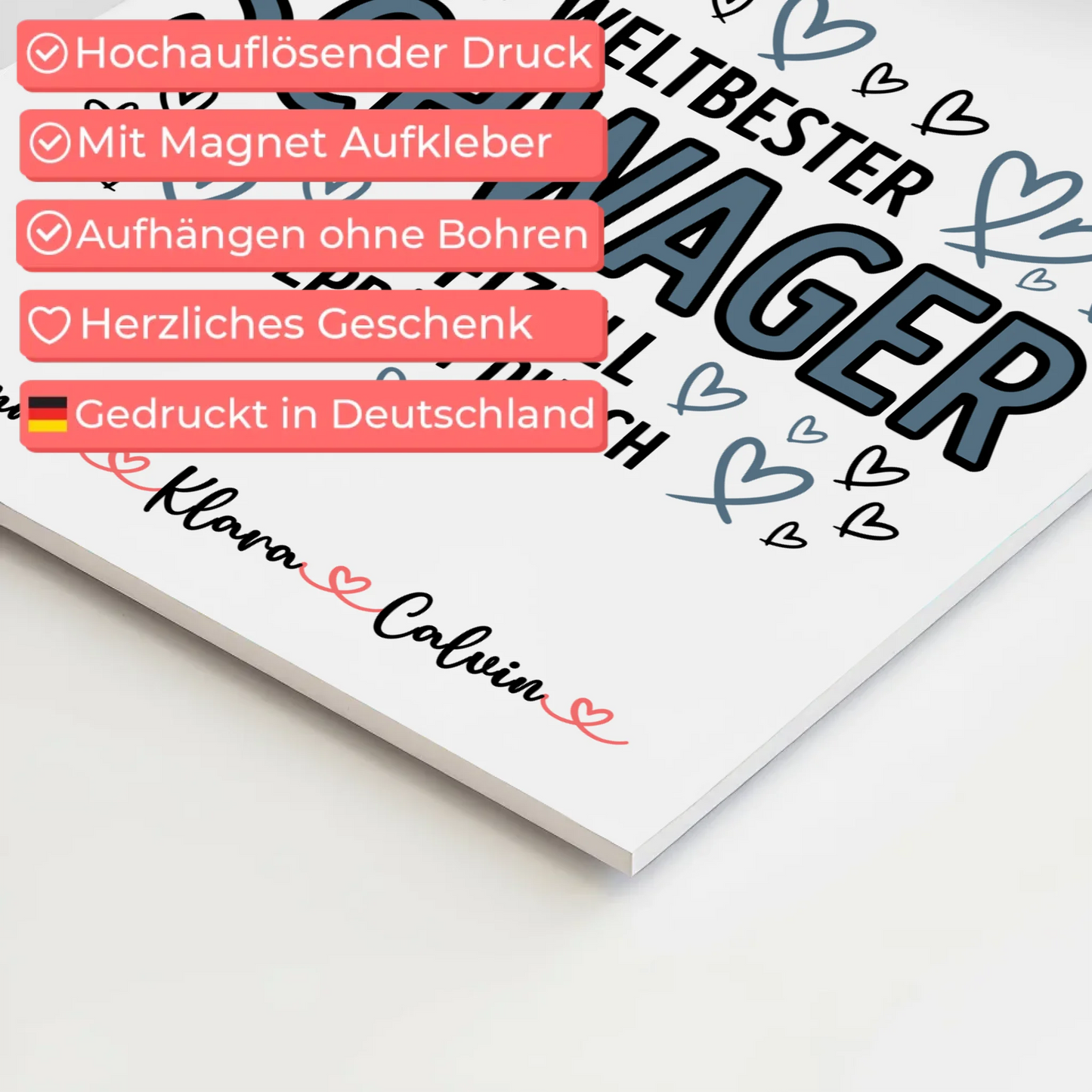 Fotoboard Magnet Wandbild Geschenk Fotocollage Schwager Weltbester Schwager Offiziell Geprüft Durch