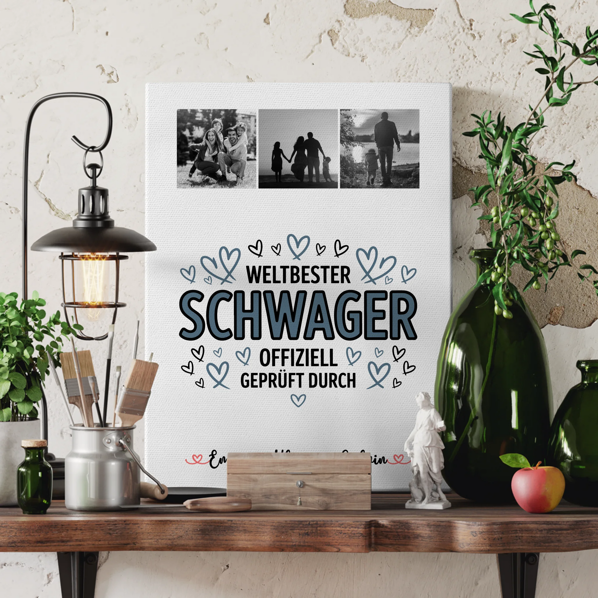 Leinwand Bild Geschenk Fotocollage Schwager Weltbester Schwager Offiziell Geprüft Durch 3