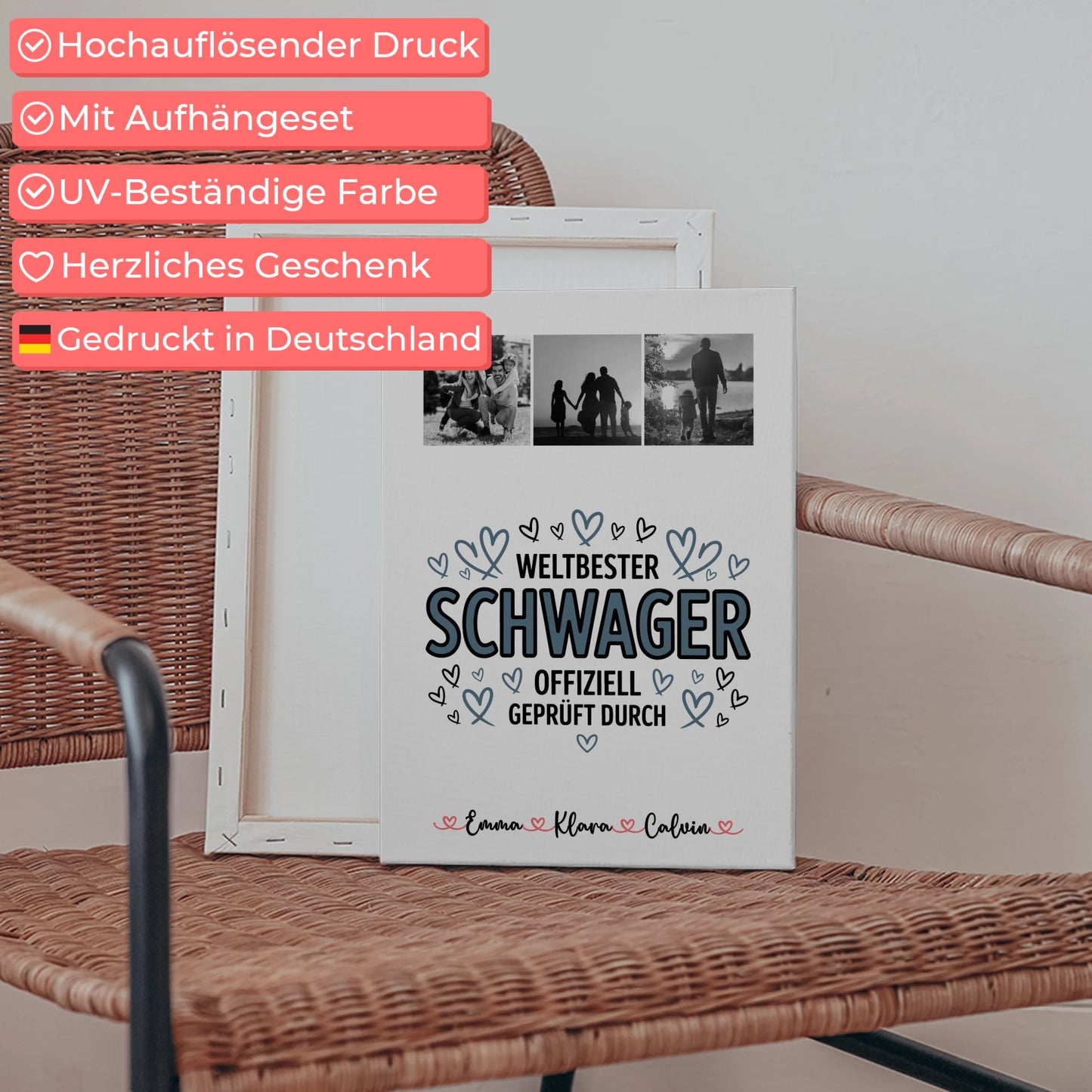 Leinwand Bild Geschenk Fotocollage Schwager Weltbester Schwager Offiziell Geprüft Durch 5