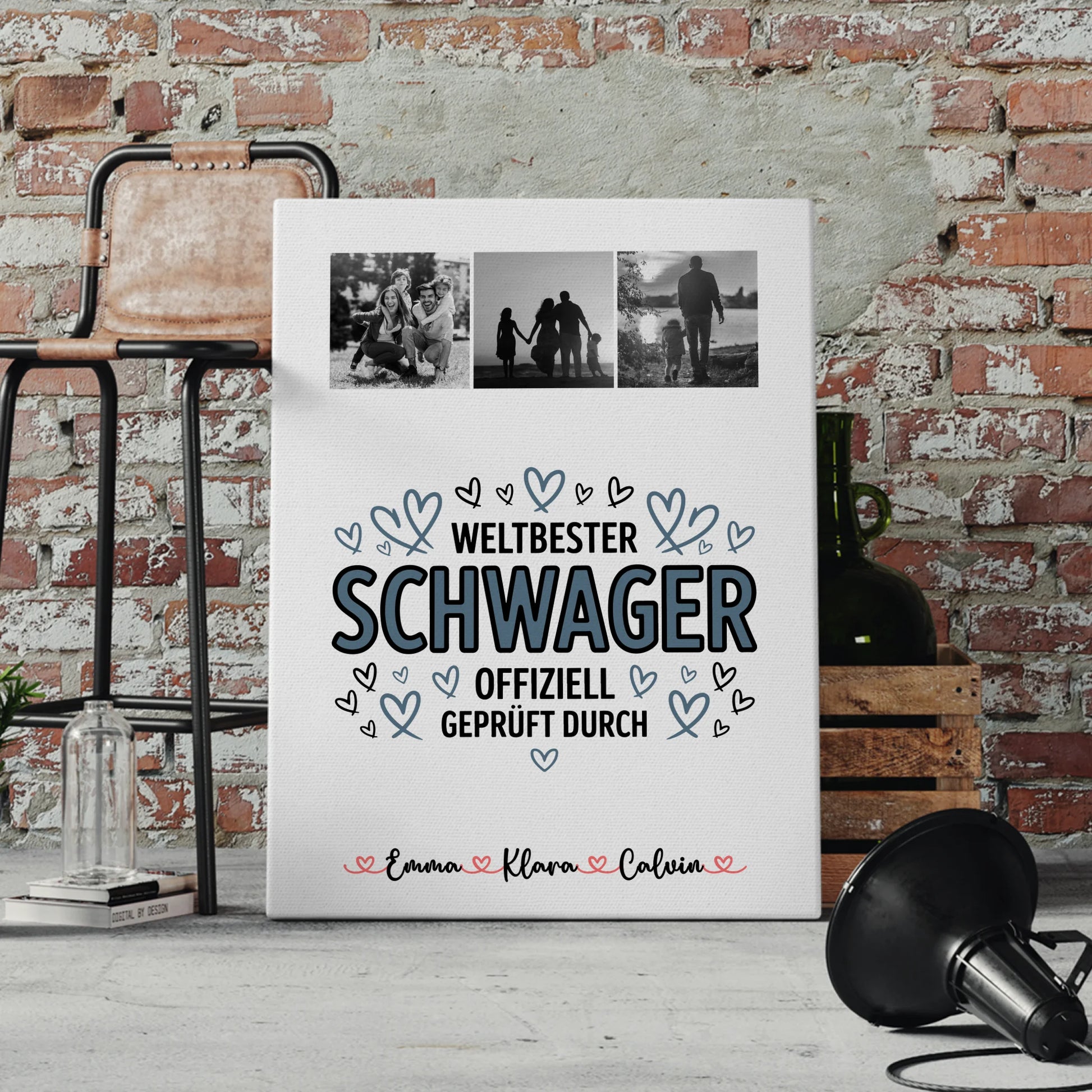 Leinwand Bild Geschenk Fotocollage Schwager Weltbester Schwager Offiziell Geprüft Durch 4