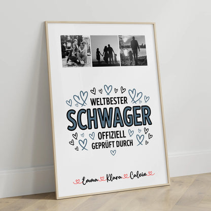 Karten Poster Personalisiert Geschenk Fotocollage Schwager Weltbester Schwager Offiziell Geprüft Durch