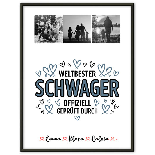 Karten Poster Personalisiert Geschenk Fotocollage Schwager Weltbester Schwager Offiziell Geprüft Durch