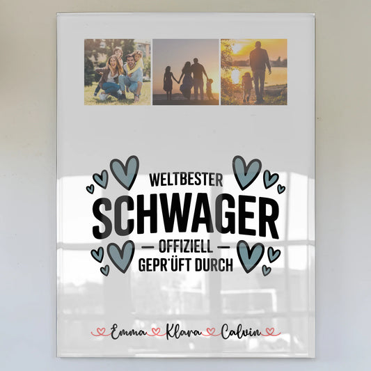 Foto Acrylglas Fotocollage Schwager Weltbester Schwager Offiziell Geprüft Durch personalisiert 1